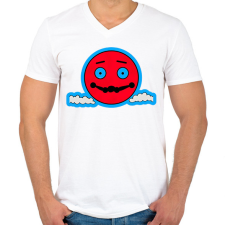 PRINTFASHION DSL Cloud Smiley #4 - Férfi V-nyakú póló - Fehér férfi póló