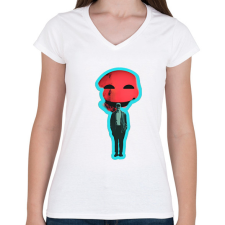 PRINTFASHION DSL Cloud Smiley #5 - Női V-nyakú póló - Fehér női póló