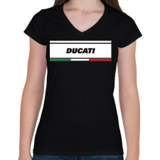 PRINTFASHION DUCATI - Női V-nyakú póló - Fekete női póló