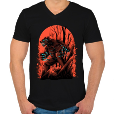 PRINTFASHION Dühös farkasember - Férfi V-nyakú póló - Fekete