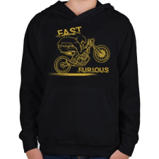 PRINTFASHION Dühös motoros - Gyerek kapucnis pulóver - Fekete gyerek pulóver, kardigán