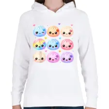 PRINTFASHION Dumpling cuki glitter flitter kollekció - Női kapucnis pulóver - Fehér női pulóver, kardigán