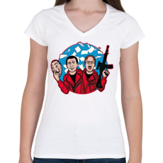 PRINTFASHION Dunder Mifflin - Női V-nyakú póló - Fehér