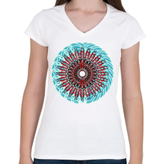 PRINTFASHION duo mandala - Női V-nyakú póló - Fehér