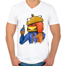 PRINTFASHION Durr Burger - Fortnite - Férfi V-nyakú póló - Fehér férfi póló