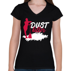 PRINTFASHION Dust killer - Női V-nyakú póló - Fekete