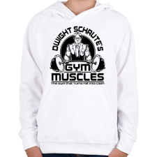 PRINTFASHION Dwight Schrute's Gym - Gyerek kapucnis pulóver - Fehér gyerek pulóver, kardigán