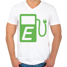 PRINTFASHION E-töltőállomás - Férfi V-nyakú póló - Fehér férfi póló