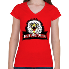 PRINTFASHION Eagle fang karate - Női V-nyakú póló - Piros