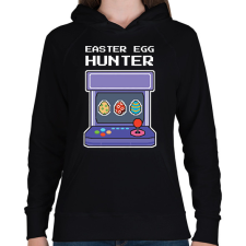 PRINTFASHION Easter egg hunter - Női kapucnis pulóver - Fekete női pulóver, kardigán