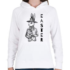 PRINTFASHION Easter - Elegáns nyúl - Női kapucnis pulóver - Fehér