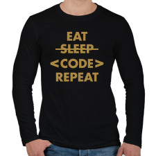 PRINTFASHION Eat, Code, Repeat - Férfi hosszú ujjú póló - Fekete férfi póló