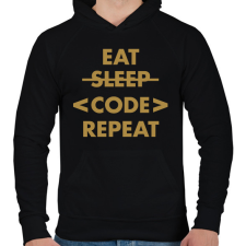 PRINTFASHION Eat, Code, Repeat - Férfi kapucnis pulóver - Fekete férfi pulóver, kardigán