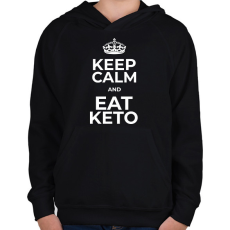 PRINTFASHION EAT KETO - Gyerek kapucnis pulóver - Fekete