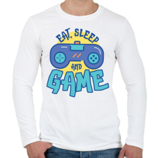 PRINTFASHION Eat Sleep and Game - Férfi hosszú ujjú póló - Fehér