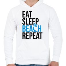 PRINTFASHION Eat Sleep Beach - Férfi kapucnis pulóver - Fehér