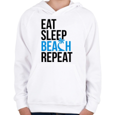 PRINTFASHION Eat Sleep Beach - Gyerek kapucnis pulóver - Fehér