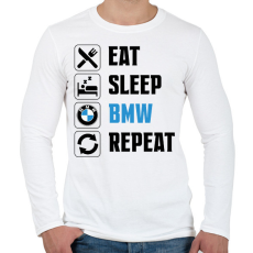 PRINTFASHION Eat Sleep Bmw - Férfi hosszú ujjú póló - Fehér