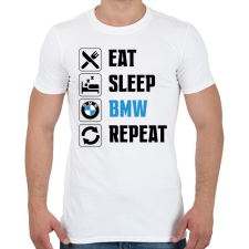 PRINTFASHION Eat Sleep Bmw - Férfi póló - Fehér férfi póló