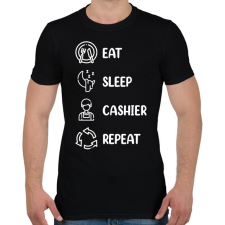 PRINTFASHION Eat, sleep, cashier, repeat - Férfi póló - Fekete férfi póló
