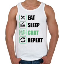 PRINTFASHION Eat, sleep, Chat, Repeat - Férfi atléta - Fehér atléta, trikó