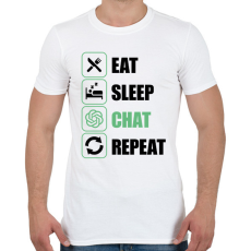 PRINTFASHION Eat, sleep, Chat, Repeat - Férfi póló - Fehér