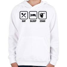PRINTFASHION EAT SLEEP CSGO - Gyerek kapucnis pulóver - Fehér gyerek pulóver, kardigán