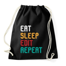 PRINTFASHION Eat, sleep, edit, repeat színes - Sportzsák, Tornazsák - Fekete tornazsák