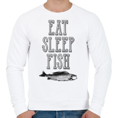 PRINTFASHION Eat, sleep, fish. - Férfi pulóver - Fehér