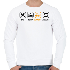 PRINTFASHION Eat, sleep, forklift, repeat - Férfi pulóver - Fehér férfi pulóver, kardigán