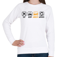PRINTFASHION Eat, sleep, forklift, repeat - Női pulóver - Fehér női pulóver, kardigán