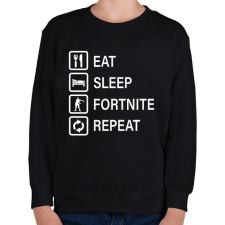 PRINTFASHION Eat Sleep Fortnite Repeat - Fehér - Gyerek pulóver - Fekete gyerek pulóver, kardigán