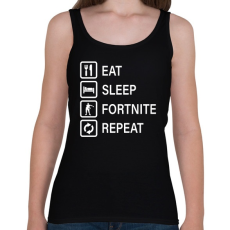 PRINTFASHION Eat Sleep Fortnite Repeat - Fehér - Női atléta - Fekete