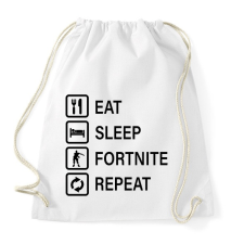 PRINTFASHION Eat Sleep Fortnite Repeat - Fekete - Sportzsák, Tornazsák - Fehér tornazsák