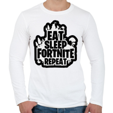 PRINTFASHION Eat Sleep Fortnite Repeat - Férfi hosszú ujjú póló - Fehér férfi póló