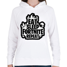 PRINTFASHION Eat Sleep Fortnite Repeat - Női kapucnis pulóver - Fehér női pulóver, kardigán