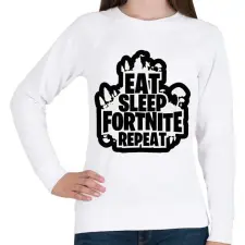 PRINTFASHION Eat Sleep Fortnite Repeat - Női pulóver - Fehér női pulóver, kardigán