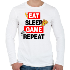 PRINTFASHION eat sleep game repeat - Férfi hosszú ujjú póló - Fehér