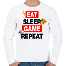 PRINTFASHION eat sleep game repeat - Férfi pulóver - Fehér férfi pulóver, kardigán