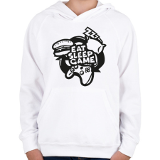 PRINTFASHION eat sleep game repeat - Gyerek kapucnis pulóver - Fehér gyerek pulóver, kardigán