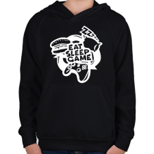 PRINTFASHION eat sleep game repeat - Gyerek kapucnis pulóver - Fekete gyerek pulóver, kardigán