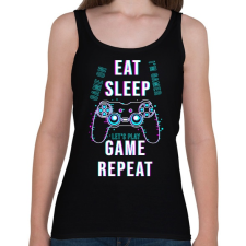 PRINTFASHION Eat sleep game repeat - Női atléta - Fekete női trikó