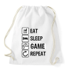 PRINTFASHION Eat, Sleep, Game, Repeat - Sportzsák, Tornazsák - Fehér