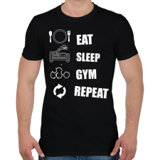 PRINTFASHION EAT SLEEP GYM REPEAT - Férfi póló - Fekete férfi póló