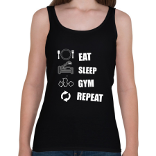 PRINTFASHION EAT SLEEP GYM REPEAT - Női atléta - Fekete női trikó