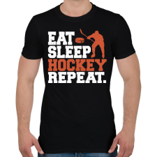 PRINTFASHION Eat Sleep Hockey Repeat - Férfi póló - Fekete férfi póló