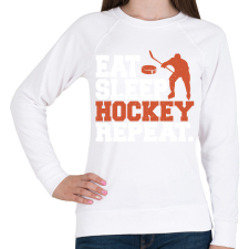 PRINTFASHION Eat Sleep Hockey Repeat - Női pulóver - Fehér női pulóver, kardigán