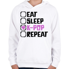 PRINTFASHION eat sleep kpop repeat - Gyerek kapucnis pulóver - Fehér