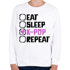 PRINTFASHION eat sleep kpop repeat - Gyerek pulóver - Fehér gyerek pulóver, kardigán
