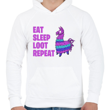 PRINTFASHION Eat Sleep Loot Repeat - Férfi kapucnis pulóver - Fehér férfi pulóver, kardigán